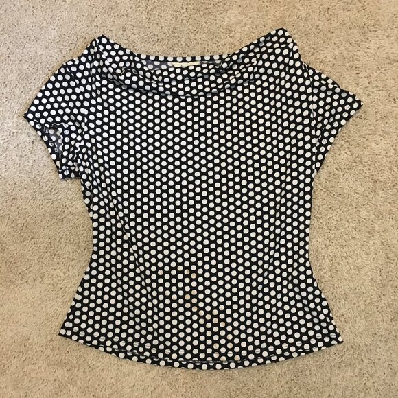 Black and White Comic Polka Dot Cap Sleeve Top - Picture 10 of 15